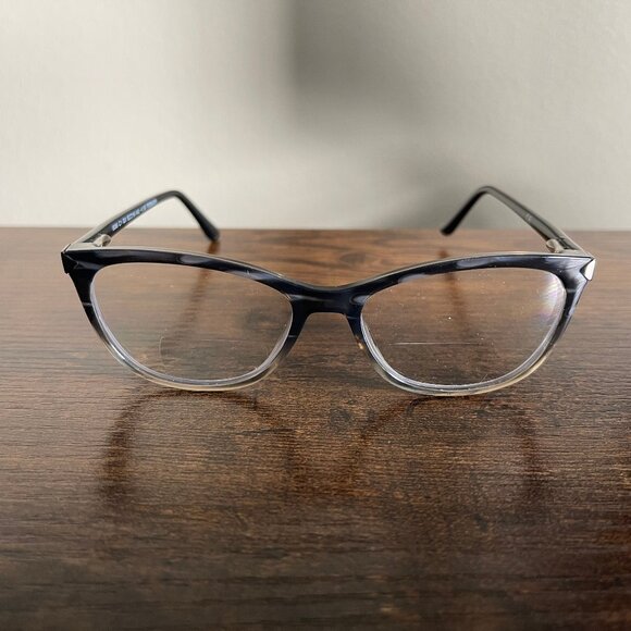Modern and Sleek Black Gray Gradient Rectangle Eyeglasses Frames Only 52-16-140 - Picture 1 of 7